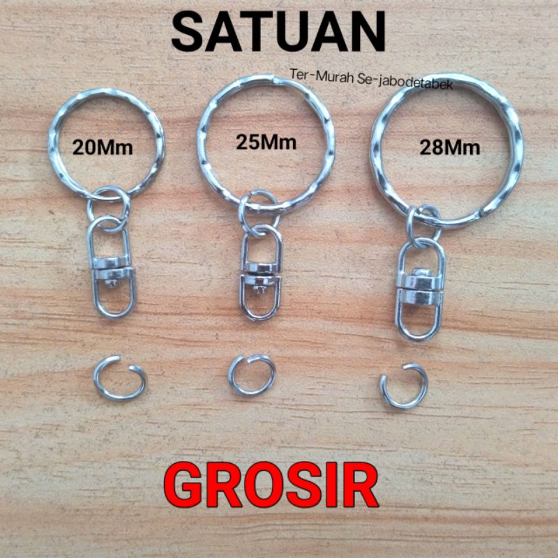 Ring join putar model grigi tebal ring gantungan kunci bahan nikel ring ganci putar