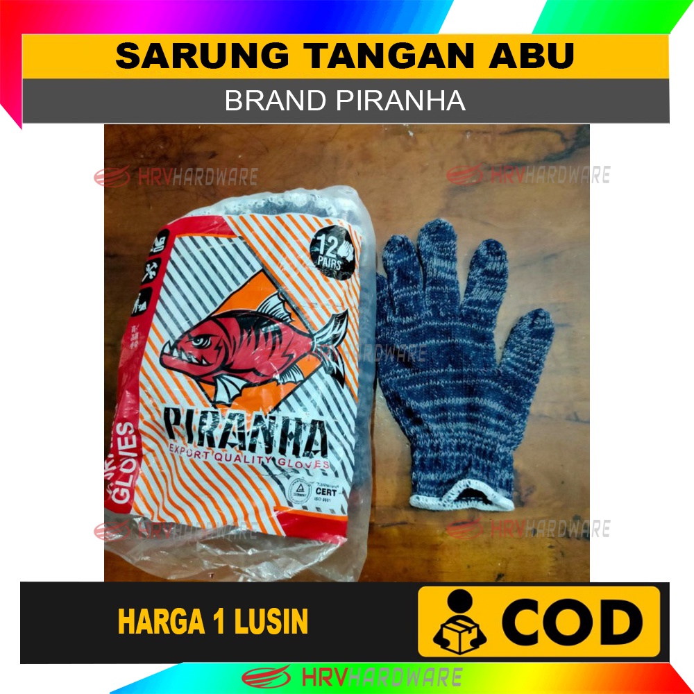 Sarung Tangan Kerja Proyek Benang Rajut Piranha GROSIR PER LUSIN 5B