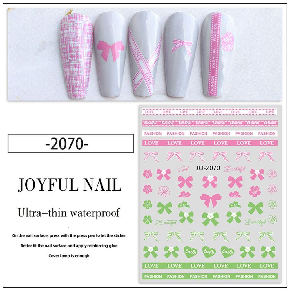 AUGUSTINA Agustina 3D Stiker Kuku Kotak-Kotak Vintage Wanita Ikatan Simpul Manicures Aksesori England Grain Rose Nail Art Dekorasi