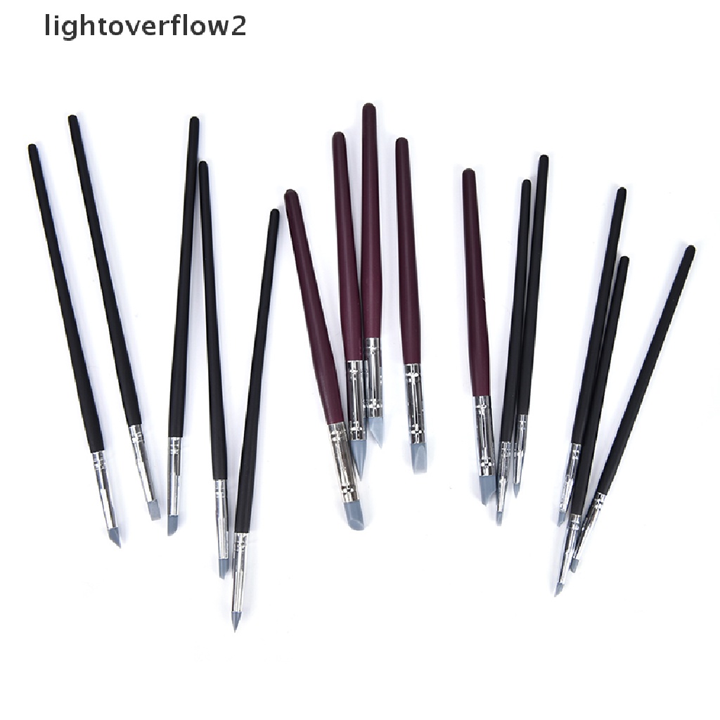 (lightoverflow2) 5pcs / Set Brush Pen Nail Art UV Gel Bahan Silikon Warna Abu-Abu (ID)