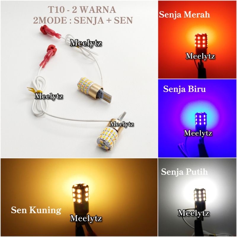 Sepasang Lampu LED T10 2 mode Senja sen AC DC 12volt 24volt universal