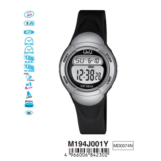 SALE Jam Tangan Wanita Casual Sporty Rubber Digital Original Q&amp;Q QNQ QQ M194 M194J Series