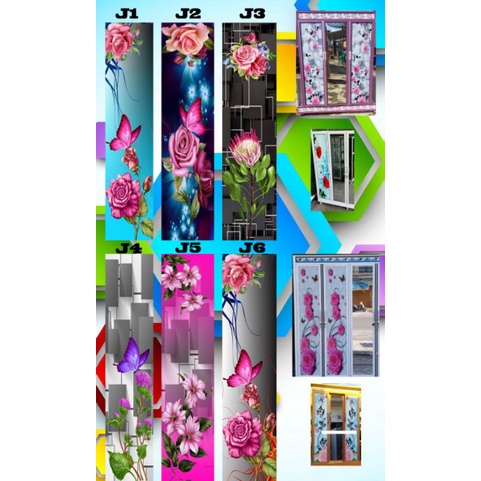 stiker lemari kaca motif bunga01