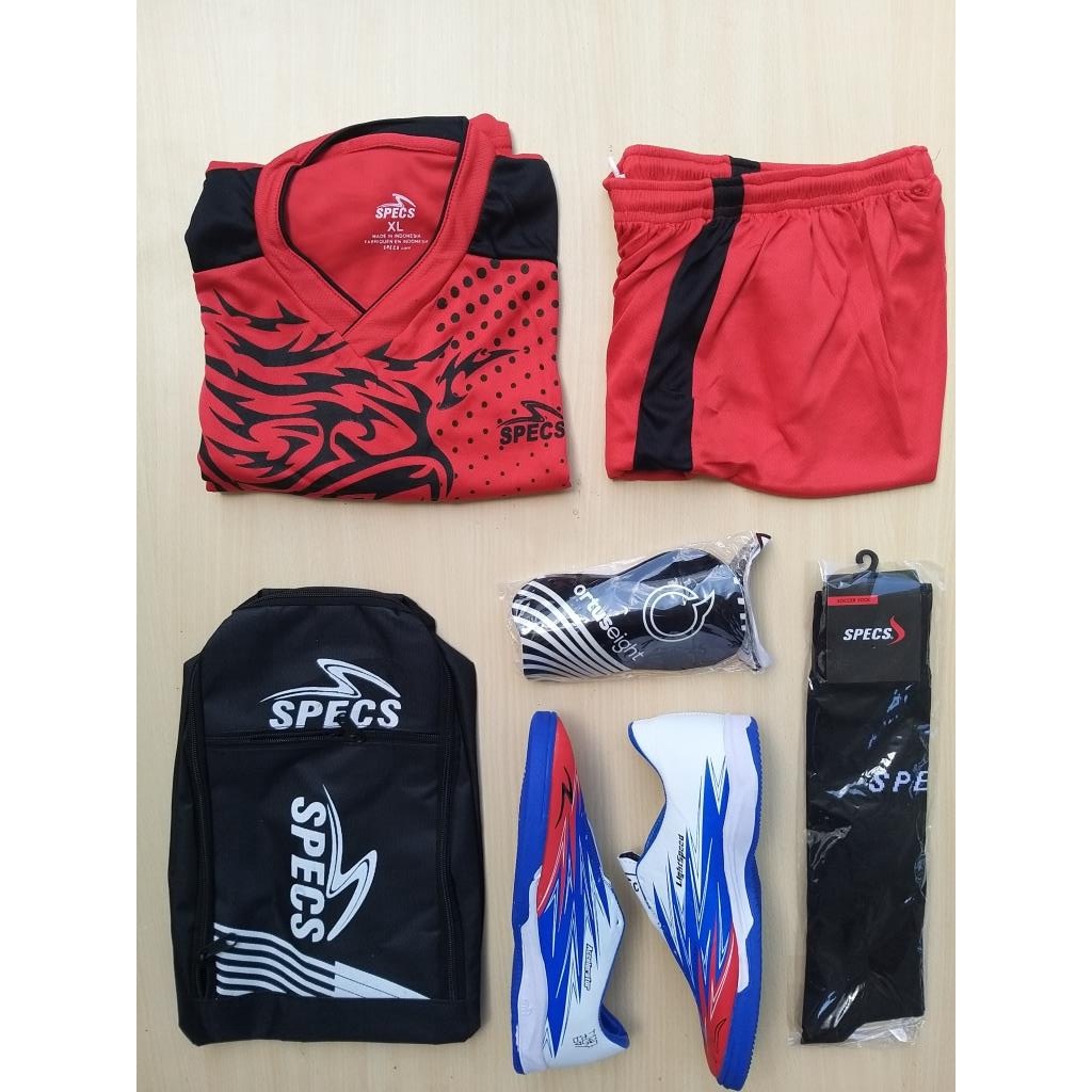 paket komplit sepatu futsal specs swervo accelerator invinity cod bonus jersey  futsal