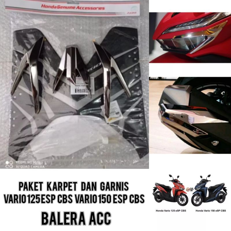 paket aksesoris Vario 150/125( 3 item) karpet/garnish headlamp/garnish muffler Knalpot