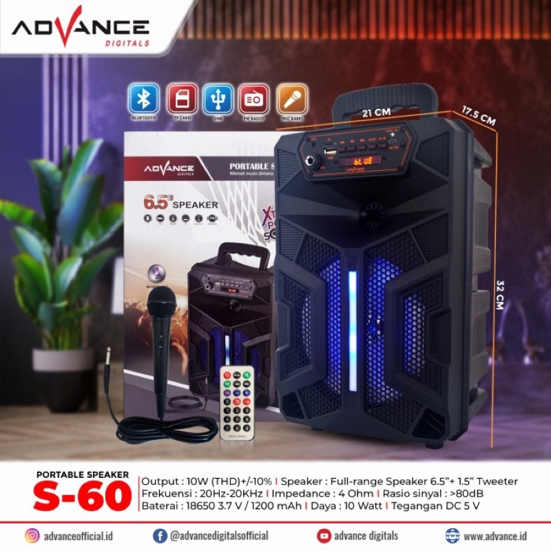 ADVANCE - Speaker Portable Bluetooth 6.5 Inch S60+mic