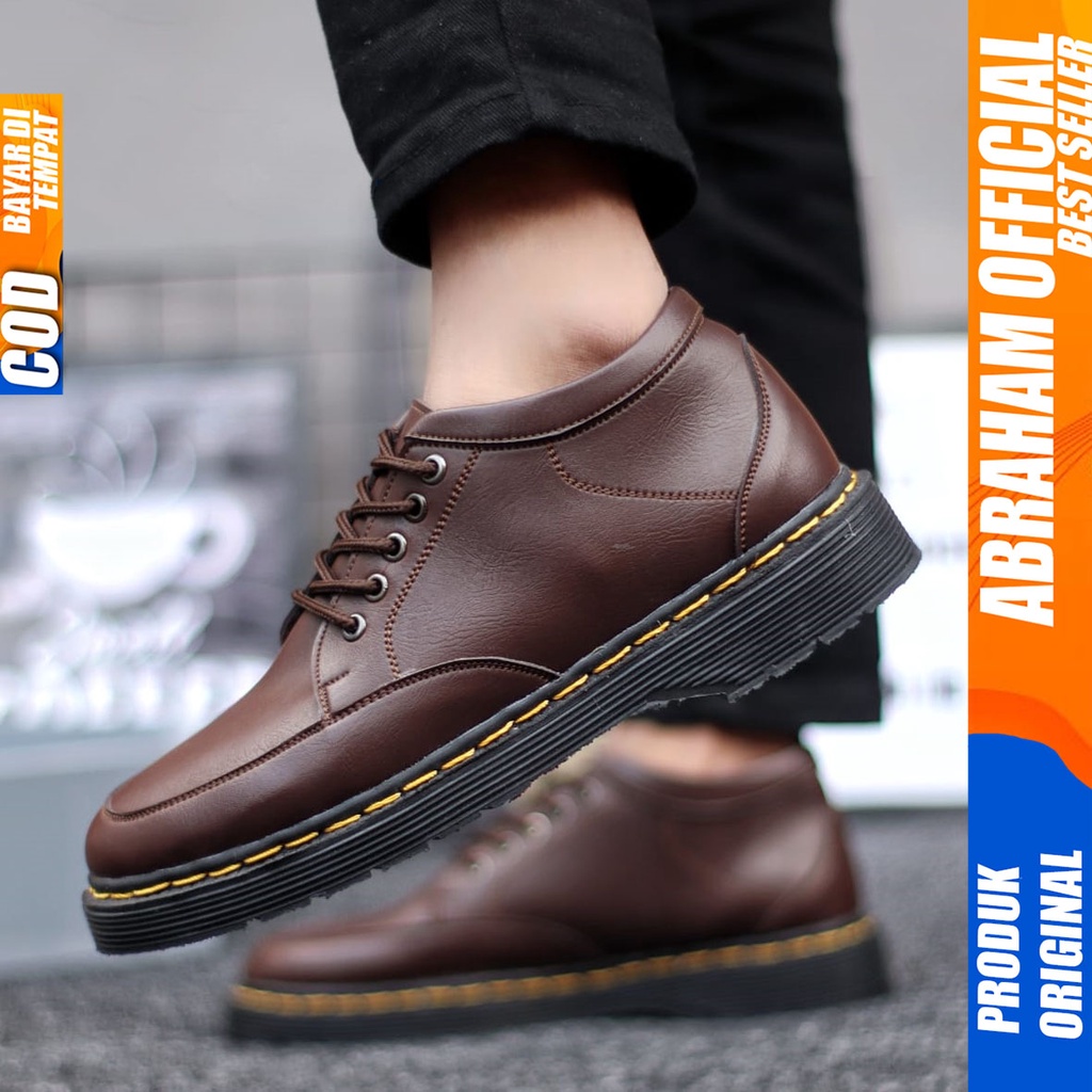 Sepatu Pantofel Formal Docmart Low Boots Kerja Kantor Pria Hitam Abraham GAVI