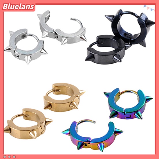 Bluelans Unisex Titanium Steel Punk Rivet Ear Studs Spike Hoop Huggie Piercing Earrings