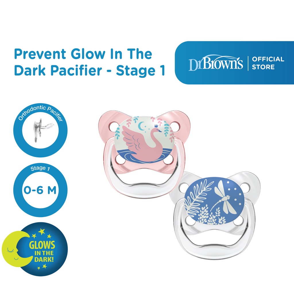 Dr. Brown's PreVent Glow in the Dark BUTTERFLY SHIELD Pacifier - Empeng Bayi