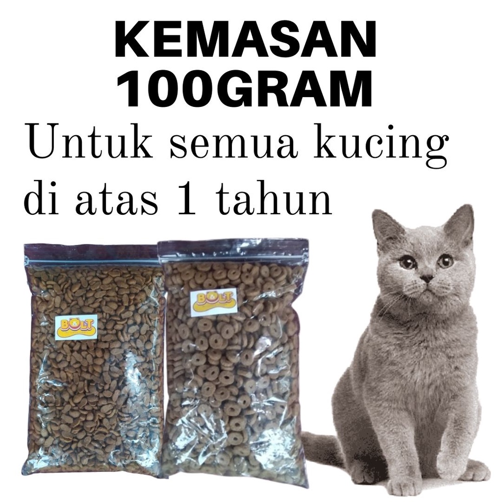 BOLT Makanan Kucing Pakan Kucing Kemasan 100gram All Varian Rasa Salmon Ikan Donat FEFARM