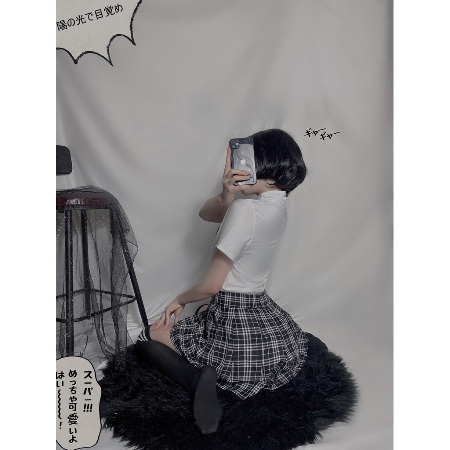 Set Cos Costume Student Jepang Uniform Lingerie Sexy Pelajar Dasi