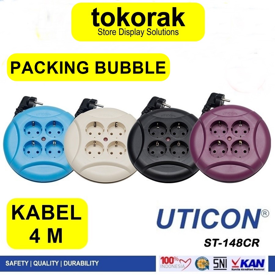 KABEL ROLL 4 METER 4 LUBANG UFO UTICON ST 148 CR - KABEL BOX GULUNG