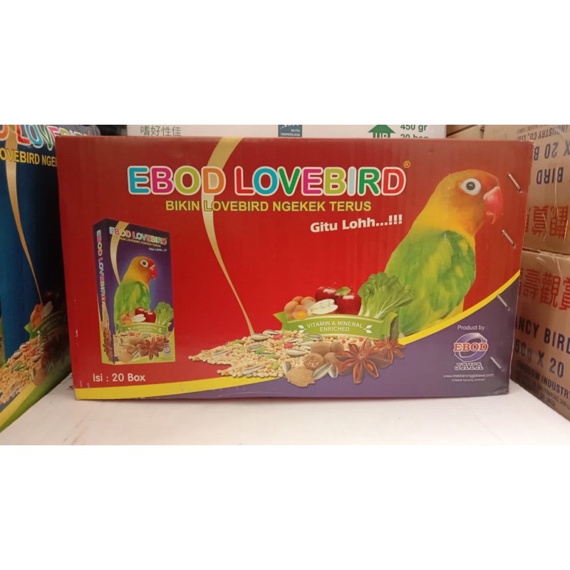 EBOD LOVEBIRD 1Dus ISI 20box PAKAN LOVEBIRD HARIAN