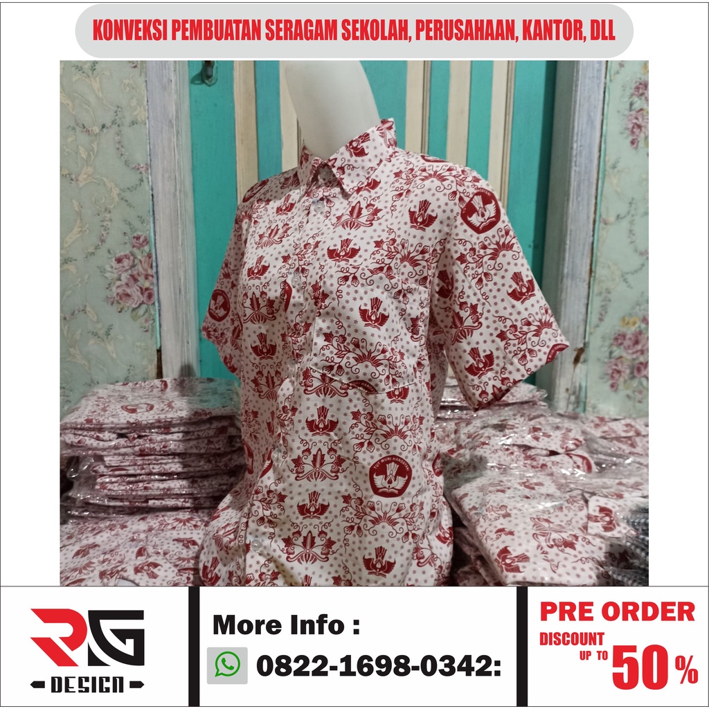Batik Anak Sekolah SD / MI Batik Tutwuri Handayani Merah