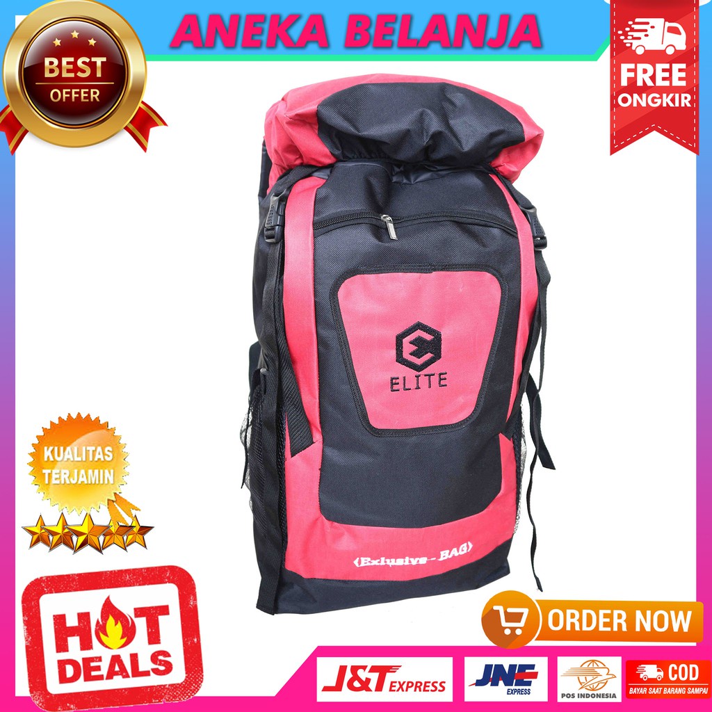 Backpack Elite Besar Merah Muncak Hiking Terbaru Casual Kuat Awet Kece Multifungsi Tas Hangout Murah