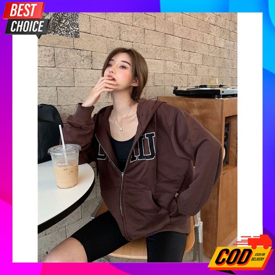 Odecu Premium Hoodie Two Color Vanilla Denim Sweater Oversize Wanita P Jaket Zippet Wanita Korea Ao