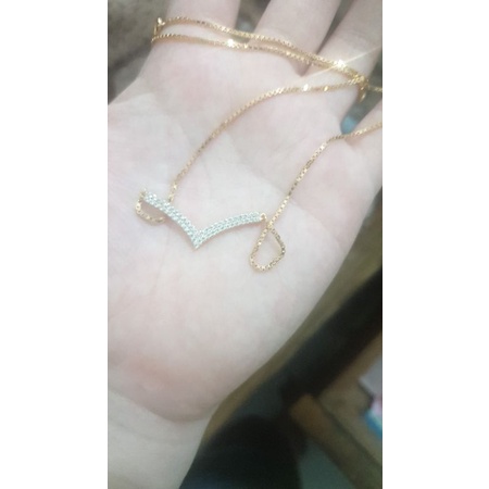 kalung koye italy aurel nagita listring v emas asli 700 70% 16k permata putih