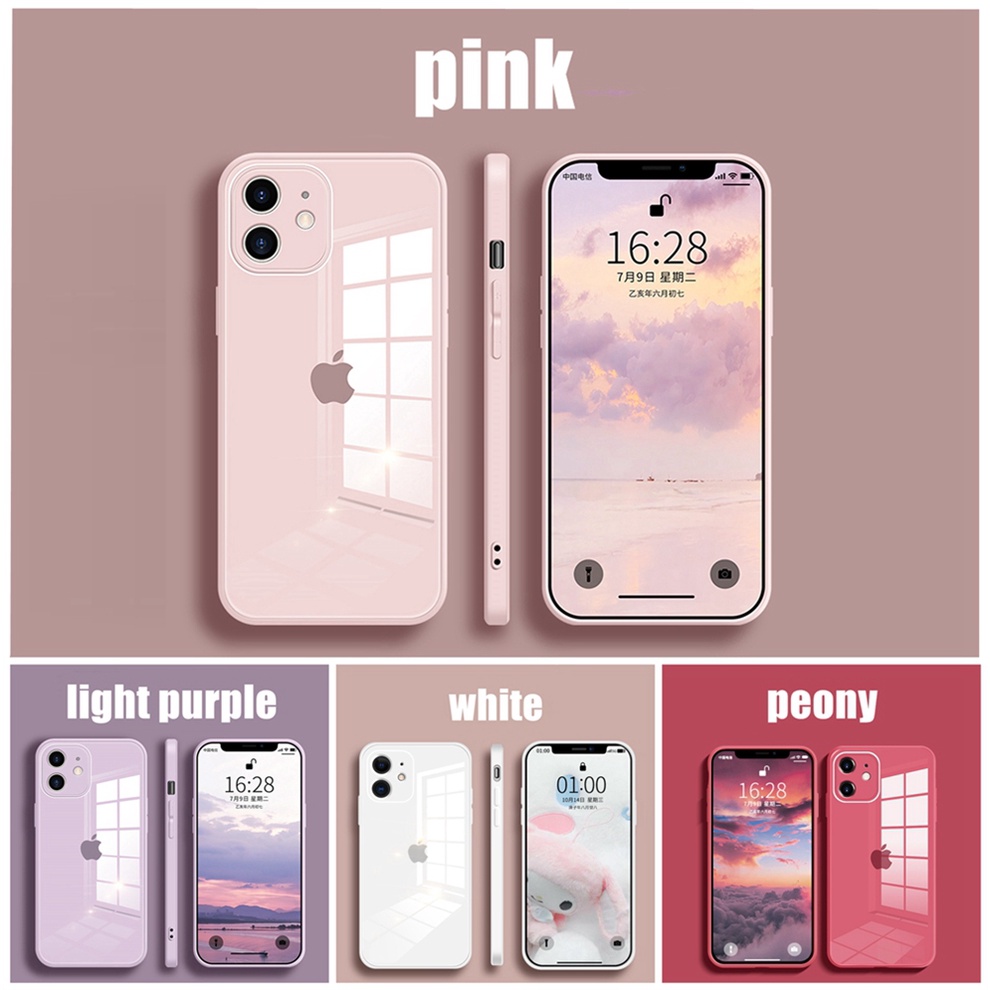 Casing Tempered Glass iPhone 14 Pro MAX 11 12 13 Pro MAX 14 PLUS Full cover Kamera Bahan Silikon