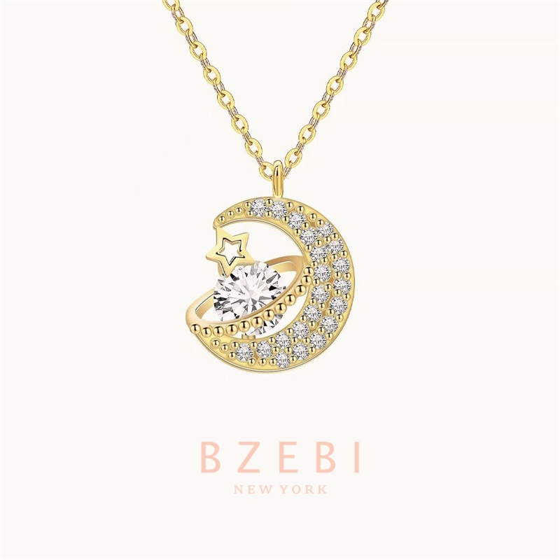 Kalung Emas 18k Liontin Berlian Bahan Titanium Steel 1099n Anti Karat Untuk Hadiah Ulang Tahun Wanita