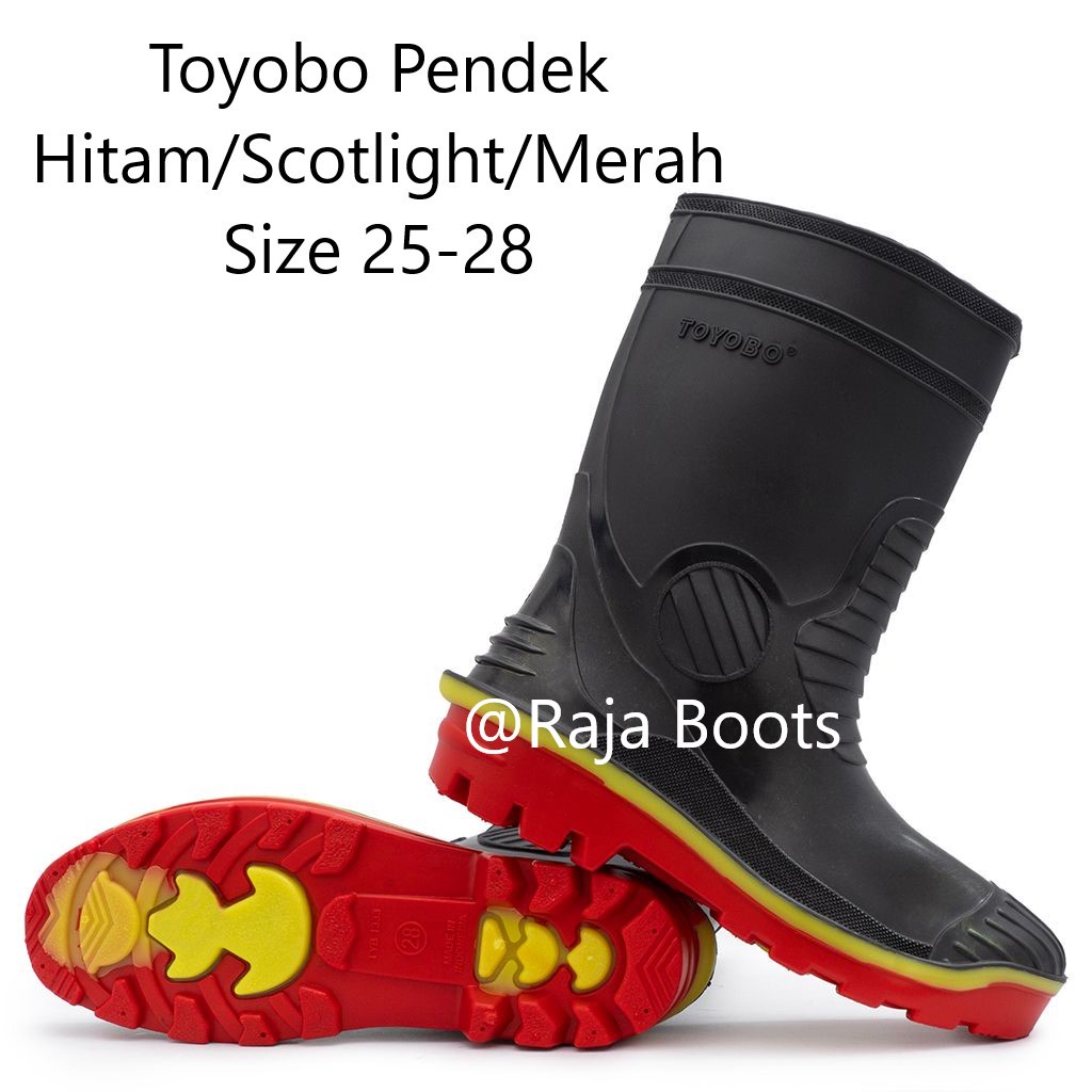 Sepatu Boot Pendek Toyobo &amp; MaxSafe 1333 Hitam Merah