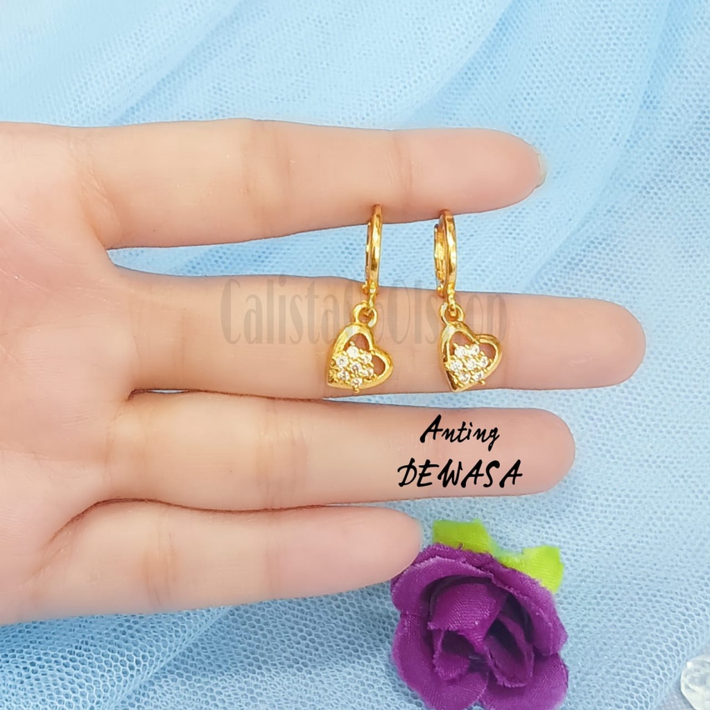 SET DEWASA HEART PERHIASAN EMAS KOREA ANTI KARAT DAN ANTI LUNTUR