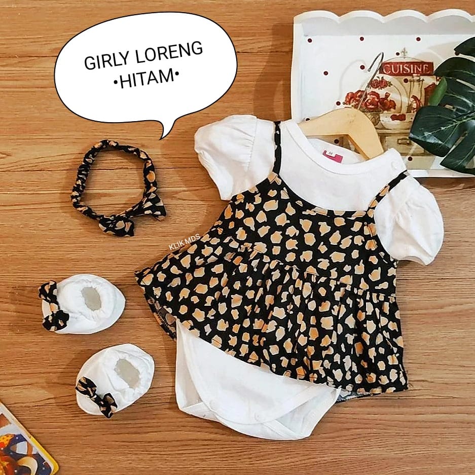 Klik Mds Jumper Bayi Perempuan Girly Set Free Headband Dan Sepatu Ukuran M dan L Usia 0-12 Bulan