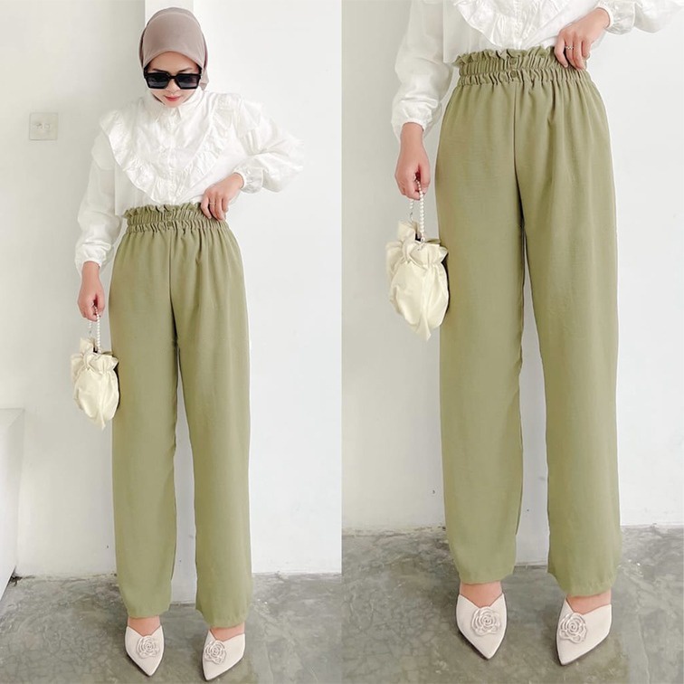 KULOT CRINGKLE HIGHWAIST KANCING 2 FULL KARET