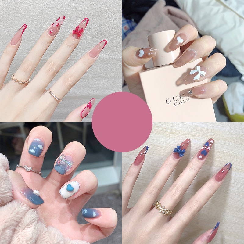 24pcs / Set Kuku Palsu Extension Panjang Dengan Desain Untuk Nail Art