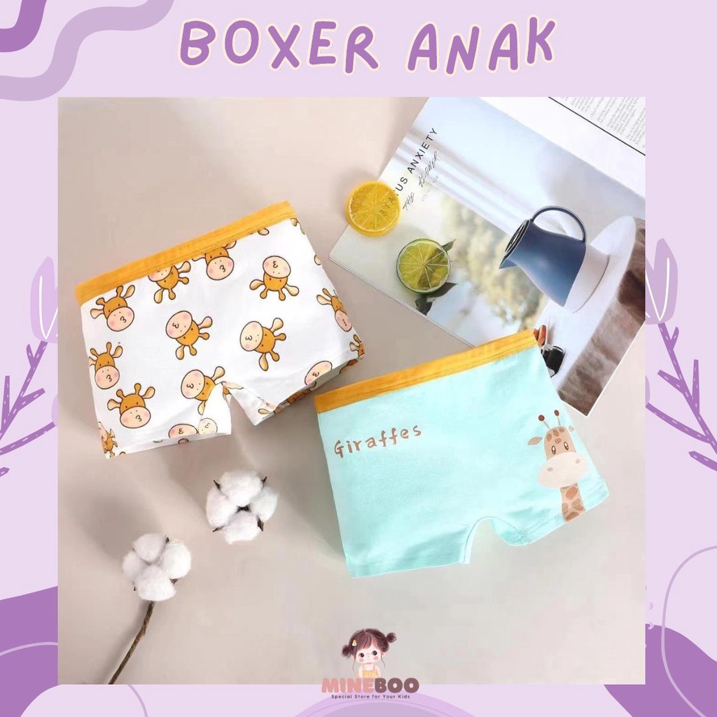 mineboo BOXER ANAK celana dalam anak perempuan CD anak perempuan  Boxer corak anak  GIRRAFEY