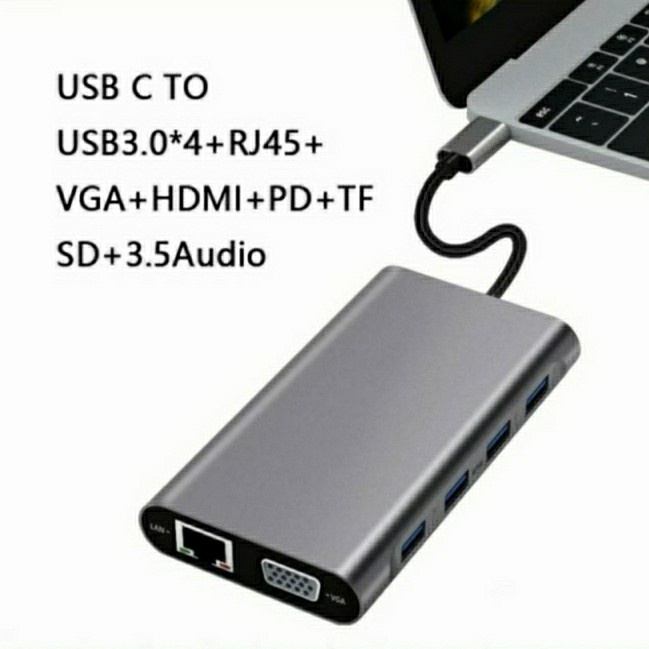 Converter type C to hdmi 11 in 1 / USB TYPE C 11 in 1 hub HDMI VGA PD Fast Charger Macbook Pro Converter