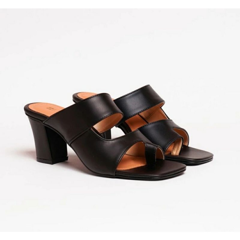 Sepatu Higheels Pesta Kulit Asli Z393Black Ukuran Super JUMBO 41.45 Heels Pesta Big Size Besar Oversize Black, 42