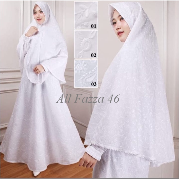 SAT GAMIS PUTIH JUMBO / GAMIS KATUN UMROH COMPLIT / BAJU GAMIS PUTIH POLOS COMPLIT / GAMIS PUTIH JOM