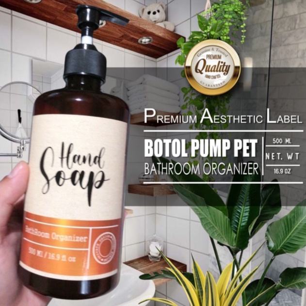 BOTOL REFFIL SABUN CAIR AESTHETIC LABEL PUMP TEBAL 500 ML  KEPERLUAN MANDI - TEMPAT SABUN CAIR/GEL