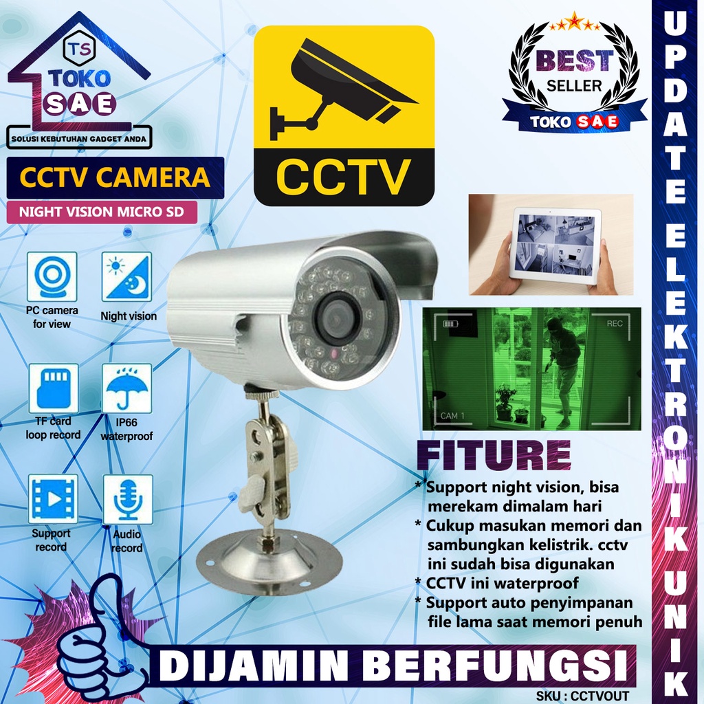 Jual KAMERA CCTV CAMERA INFRARED OUTDOOR MICRO SD KAMERA PORTABLE TANPA