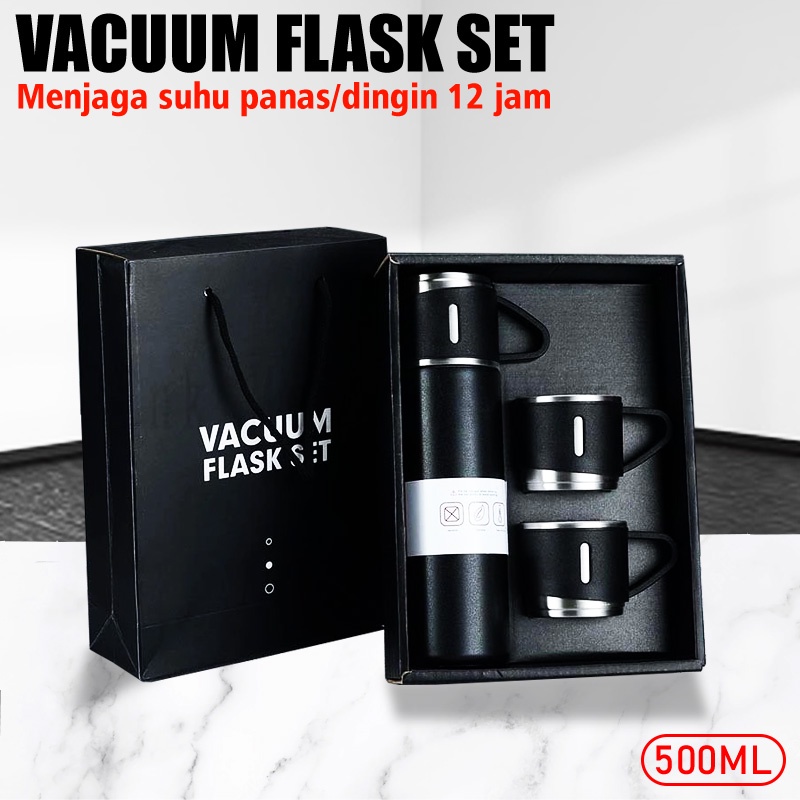 Jual Termos Vacuum Flask Set Botol Minum Cangkir Custom 3 in 1 gift set
