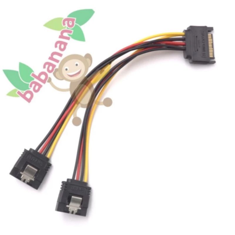 Sata splitter 1 to 2 with clip extension cabang hdd ssd lurus