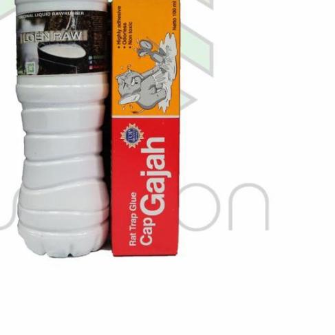 Getah Karet Mentah Cair 600ml Bundle Lem Tikus Cap Gajah