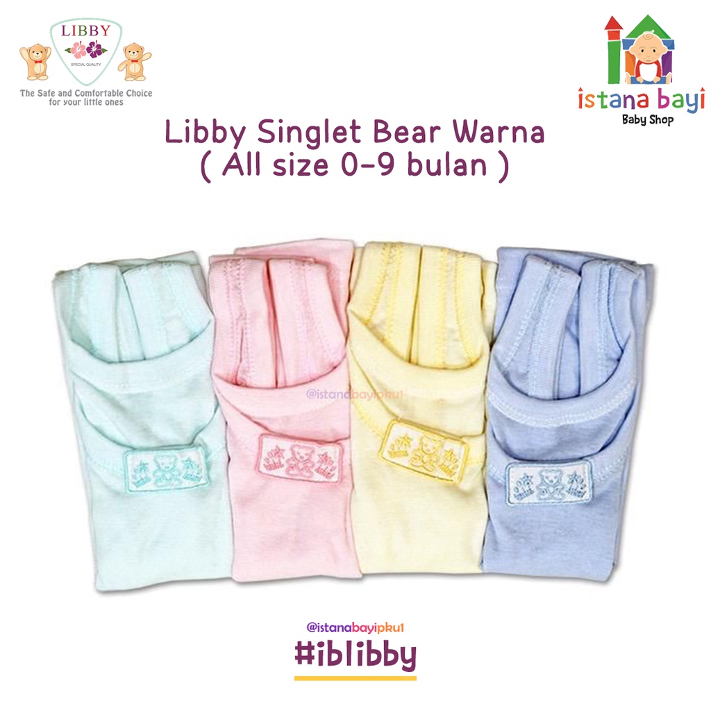 Libby Singlet Bear Warna Nb (0-9 bulan)/singlet bayi/singlet warna