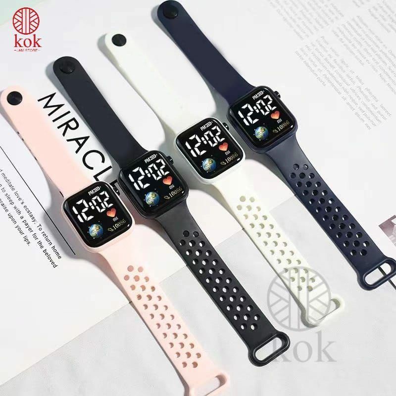 Jam Tangan Led Rubber Pria Digital Wanita Water Resistant