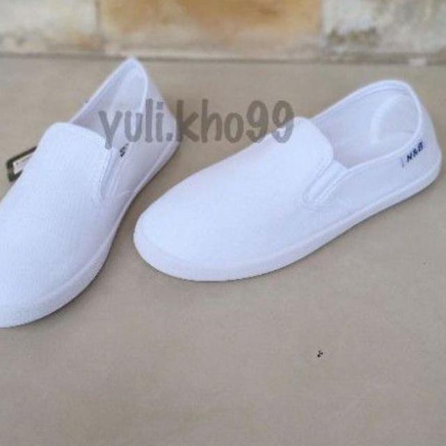 SALESepatu Putih Polos Tanpa Tali / Sepatu Lukis / Sepatu Haji Size 36 - 40|RA7