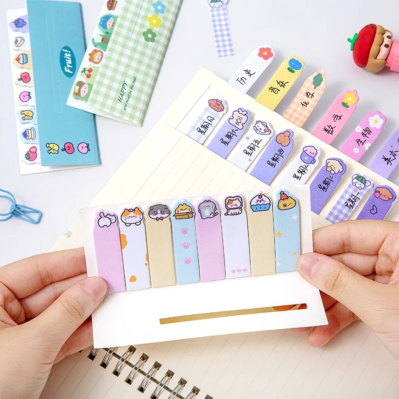 8pcs / set Stiker Label Index Motif Kartun Untuk Stationery Sekolah / Kantor