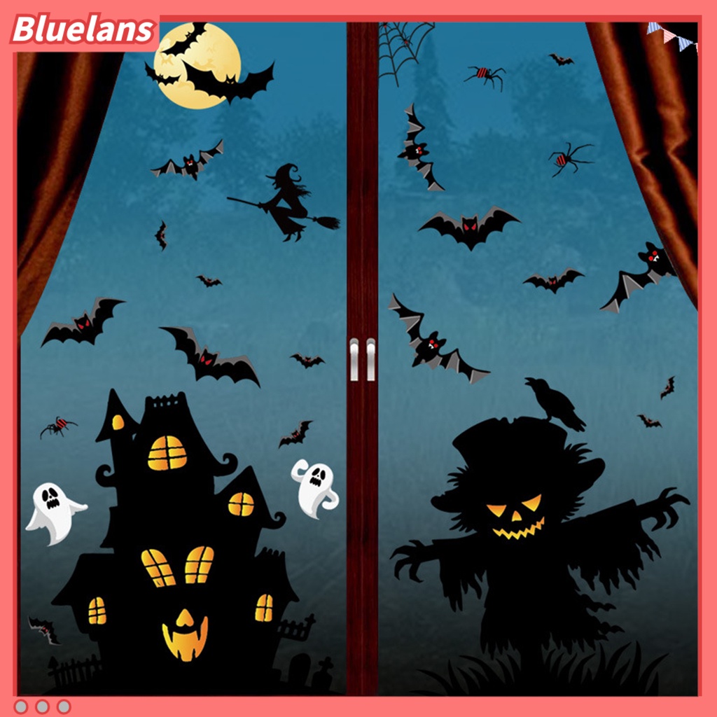 Stiker Dinding Bahan PVC Mudah Dilepas Gambar Motif Halloween Untuk Dekorasi Rumah