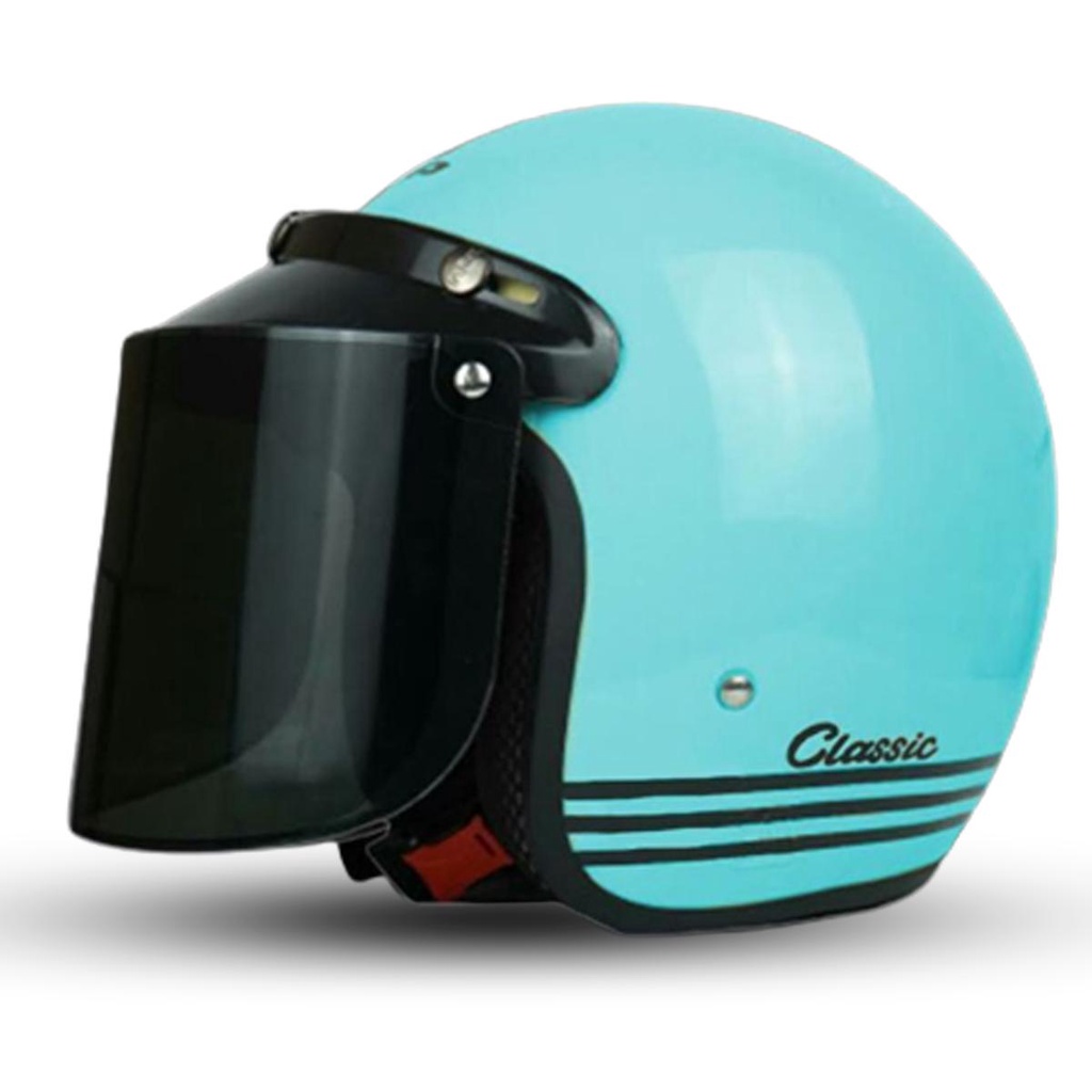 Helm Bogo Polos Classic TOSCA Dewasa Kaca Datar/Kaca Cembung Hitam Bening Untuk Pria Dan Wanita Dewa