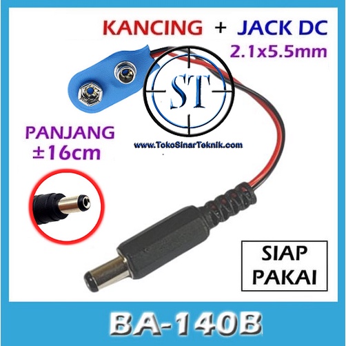 Konektor Kancing Baterai 9V Klip Clip + Jack DC Power Arduino  Connector Adaptor Batre 9v Kotak BA-140B