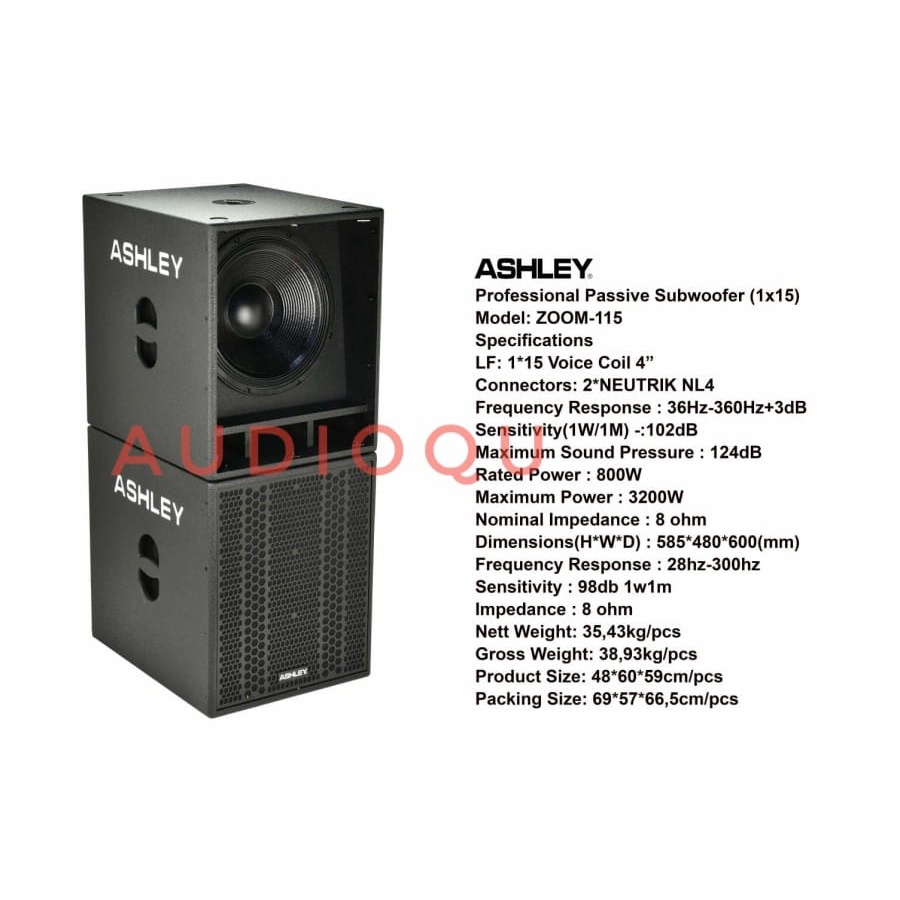 SUBWOOFER PASIF ASHLEY ZOOM-115 ORIGINAL ASHLEY ZOOM115 15INCH