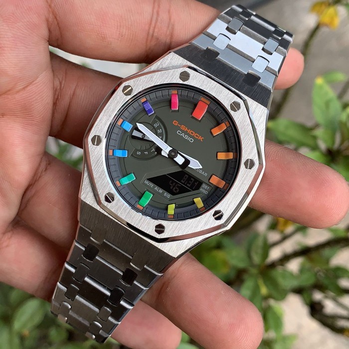 Jam G-Shock GShock GA-2100 GA2100 HC4-ADR Rainbow Original Silver Gen3