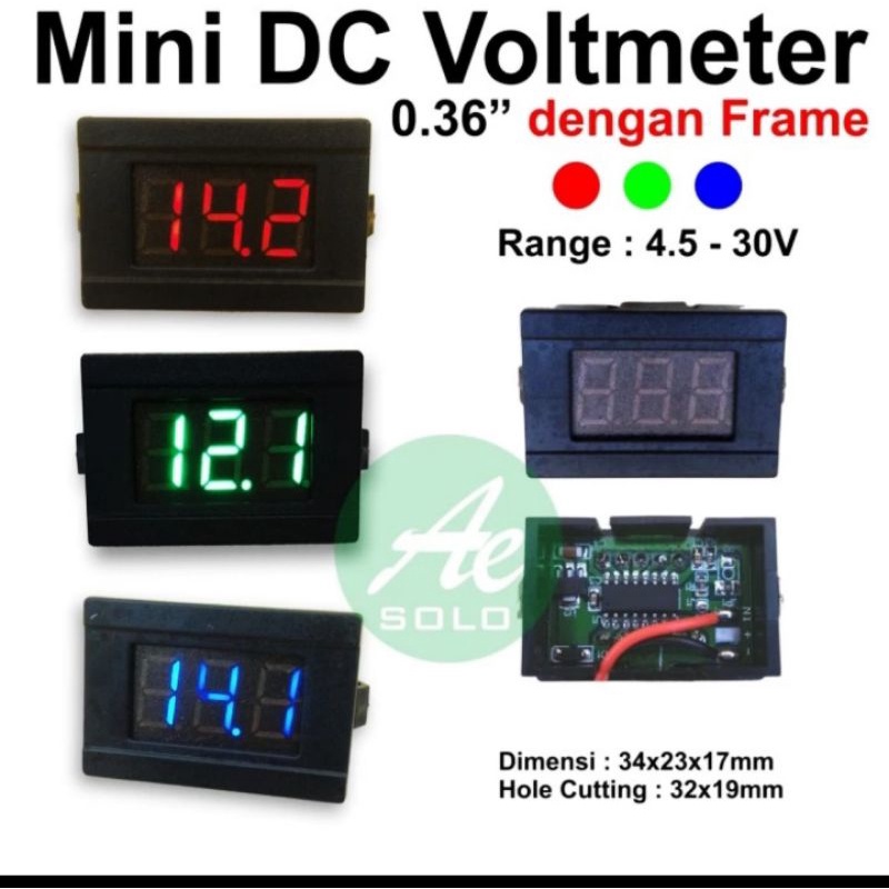 VOLT METER DIGITAL DC 4- 30V 0.36" MERAH