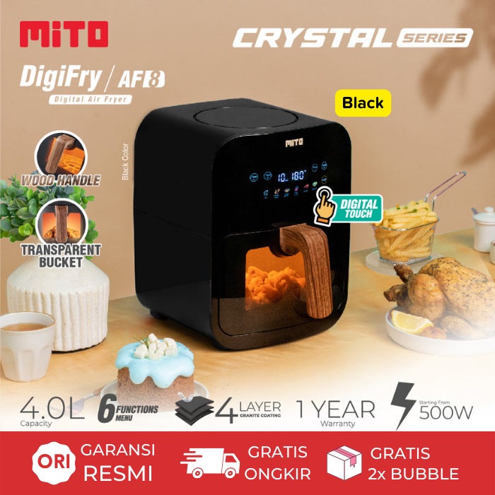 AIR FRYER MITO MITOCHIBA AF 1 / AF 8 AF1 / AF 8 KAPASITAS BER 4 LT DIGIFRY LOW WATT ORIGINAL GARANSI RESMI AIRFRYER AF1