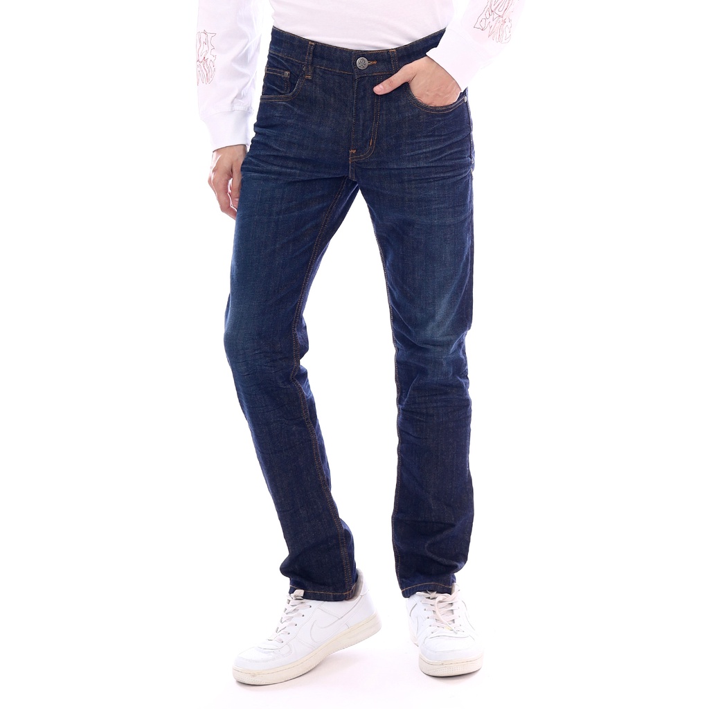 Juice Ematic Celana Panjang Denim Pria Navy Drone MPND24705-NVY Planet Surf
