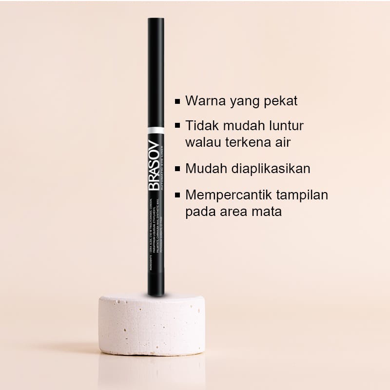 BRASOV Pensil Eyeliner Putar Netto 0.35 G Waterproof Automatic Eye Liner Waterproof Kosmetik Arjuna